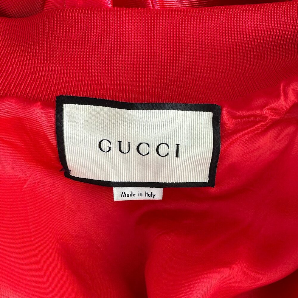 Gucci Red Mesh & Satin Magnetismo Stripe Trimmed Zip Front Hooded Jacket - Picture 10 of 14